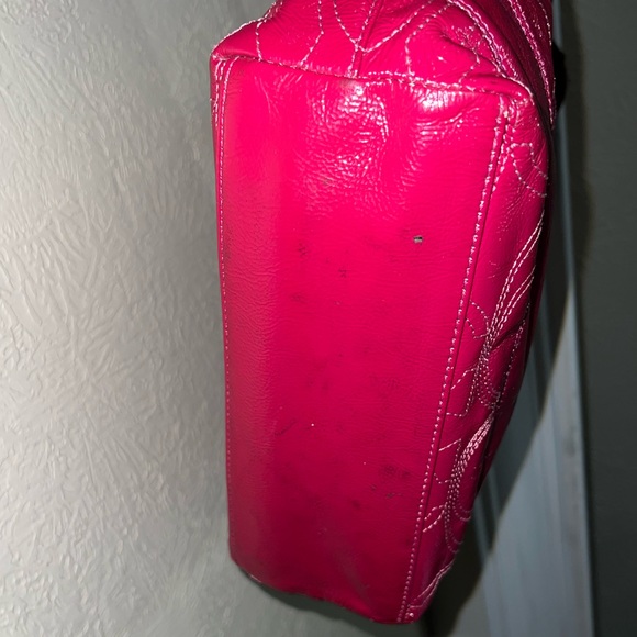 Coach raspberry pink patent stitched leather zip top bag - Picture 7 of 9